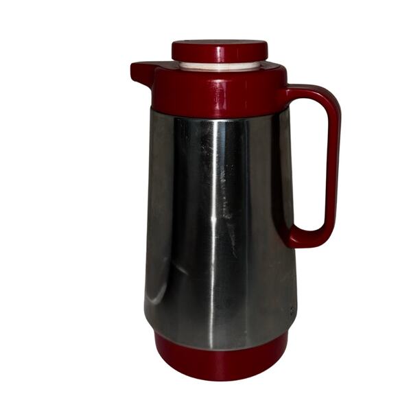Vintage Corning Thermique Red & Chrome Carafe 10” Mid Century Coffee Server - Picture 12 of 12